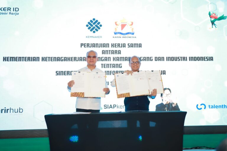Kemnaker dan Kadin lakukan MoU Sistem Informasi Pasar Kerja dan Pelatihan Vokasi