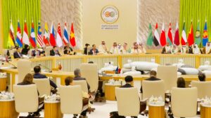 Presiden Jokowi menghadiri sesi pembukaan KTT ASEAN-GCC 'Gulf Cooperation Council' di Hotel Ritz Carlton, Riyadh, Jumat 20 Oktober 2023