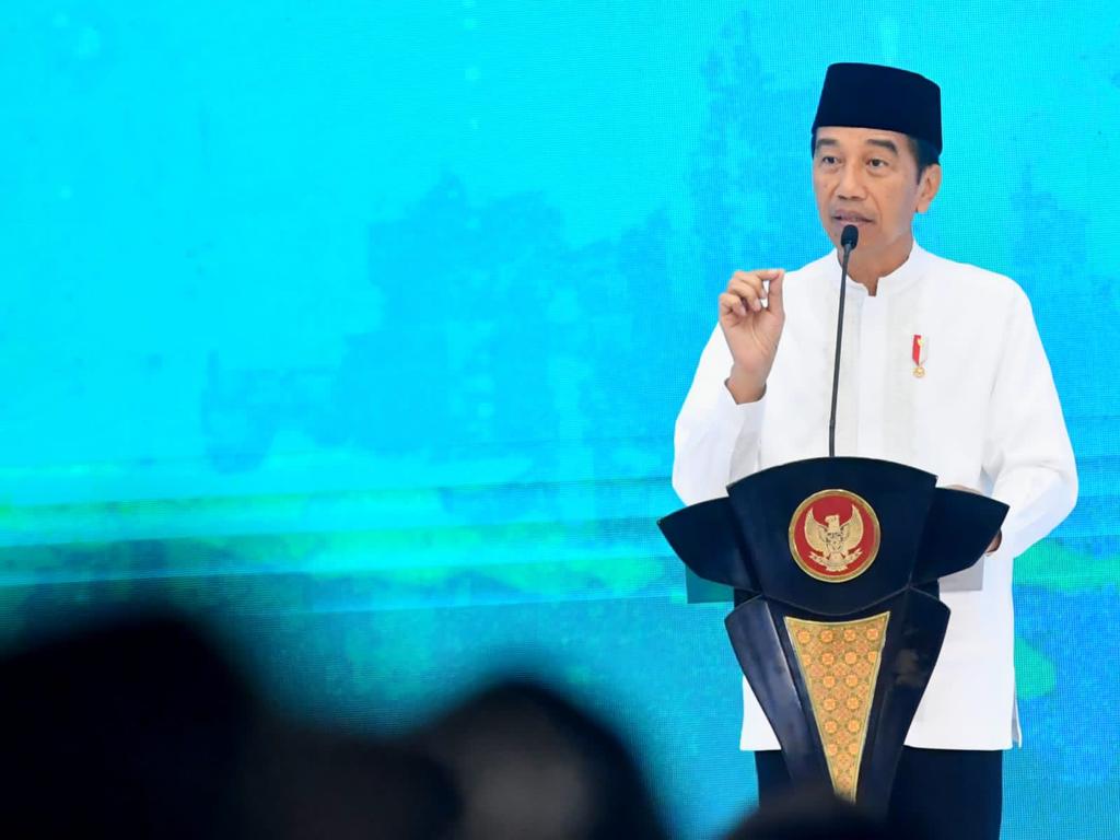 Presiden Jokowi Rakernas LDII, di Grand Ballroom Minhaajurrosyidiin berbicara pembangunan SDM