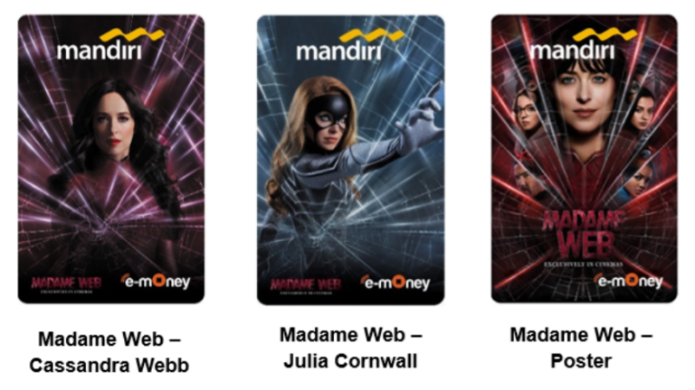 Kartu Mandiri e-money edisi Madame Web Transaksi e-Money mandiri