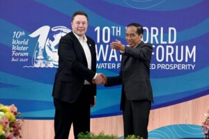 Presiden Jokowi mengadakan pertemuan dengan CEO SpaceX dan Tesla, Elon Musk, di sela-sela Forum Air Sedunia (World Water Forum) ke-10.