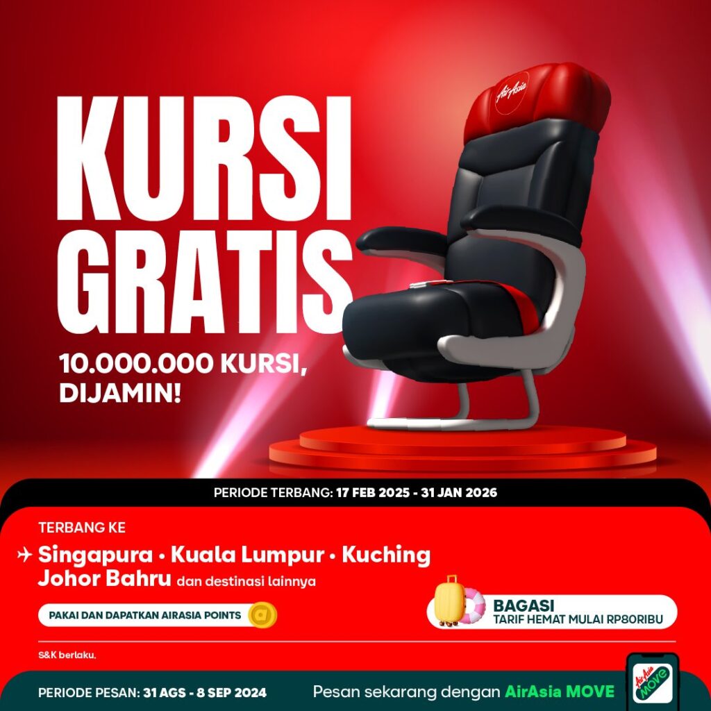 Kursi Gratis AirAsia untuk tujuan Internasional