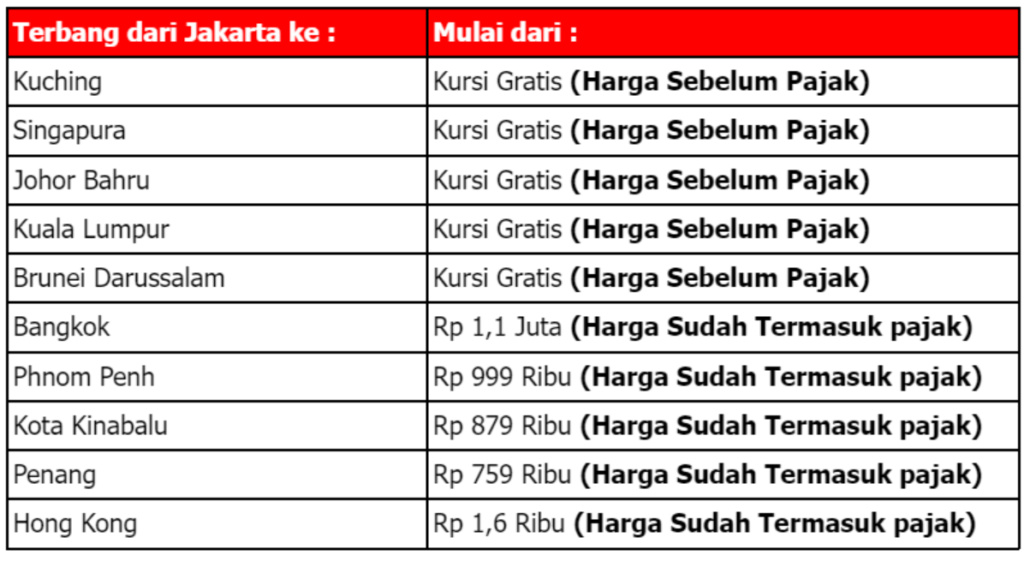kursi gratis airasia