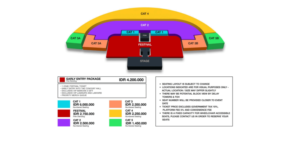 Layout atau denah Konser Maroon 5