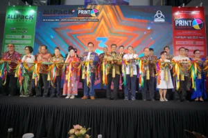 Pembukaan pameran ALLPack Indonesia dan ALLPrint Indonesia 2024 di Jakarta. Industri kemasan.