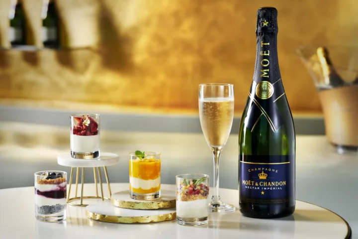 Moët Nectar Impérial with four dessert canapés, served throughout the month lounge emirates