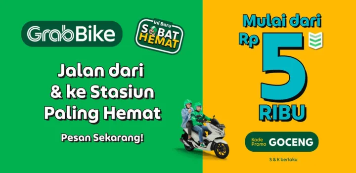 Promo GrabBike dari dan ke Stasiun KRL, LRT, dan MRT.