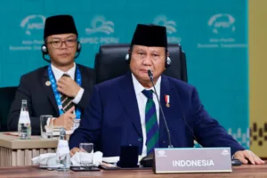 Presiden Prabowo Subianto dalam Leaders Retreat Konferensi Tingkat Tinggi (KTT) Kerja Sama Ekonomi Asia-Pasifik (APEC) 2024 yang digelar di Lima, Peru. Perdagangan.