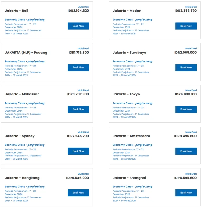 Garuda Indonesia GATX Harga tiket