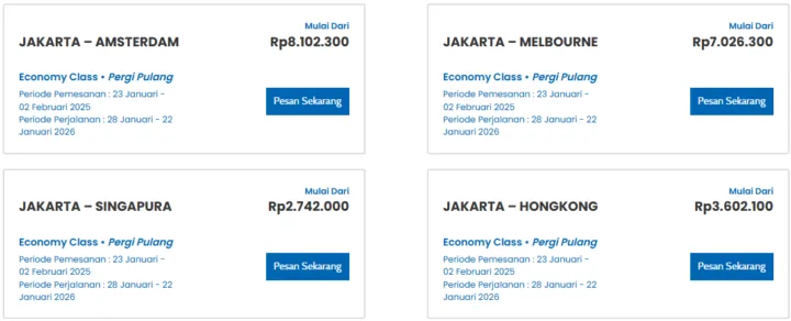 Harga Tiket SOTG Garuda Indonesia Januari - Februari 2025