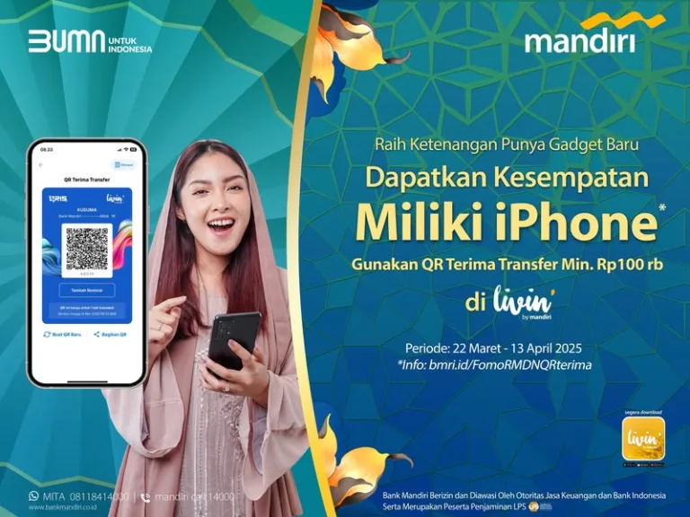 Bank Mandiri Transfer QR dapat iphone 16